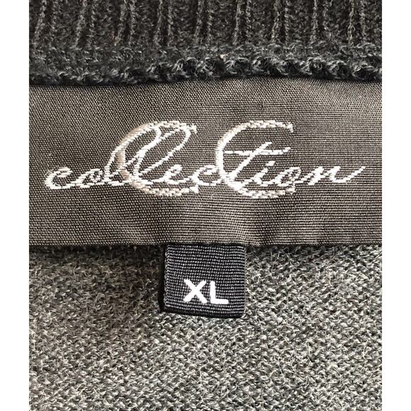 CC Collection Sweater Women Size XL Black Gray Striped V Neck Pullover Workwear - Picture 7 of 11